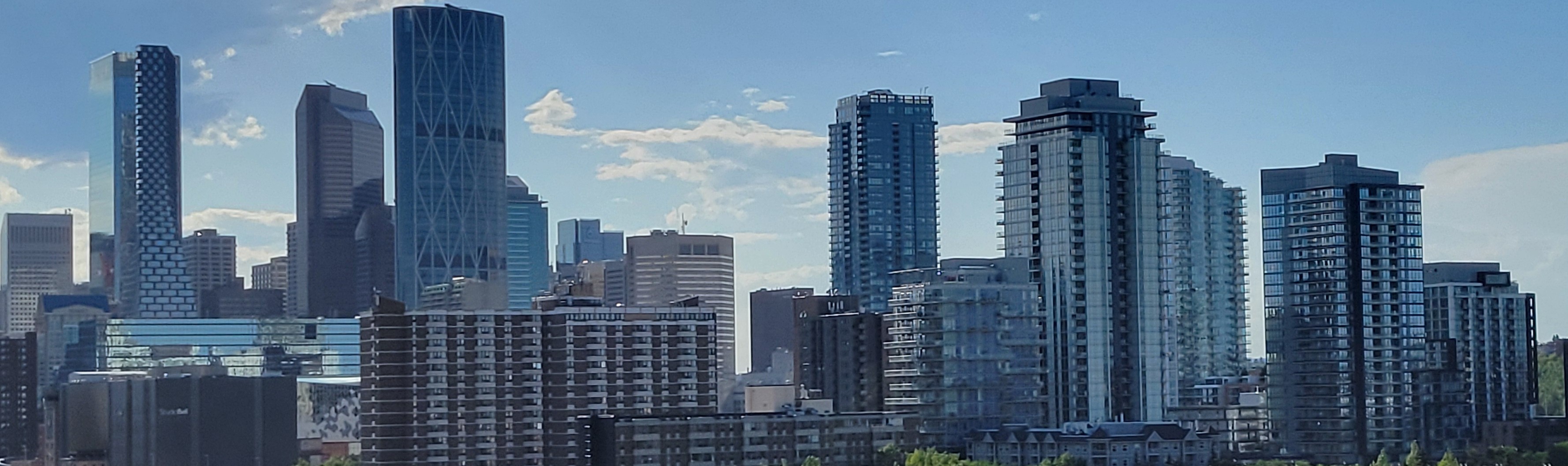 Calgary skyline with rental buildings up front
